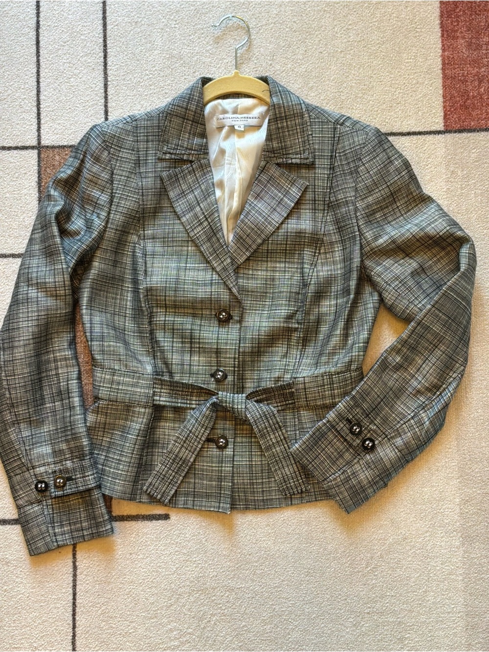 Carolina Herrera Silk/Linen Peplum Jacket Size 8